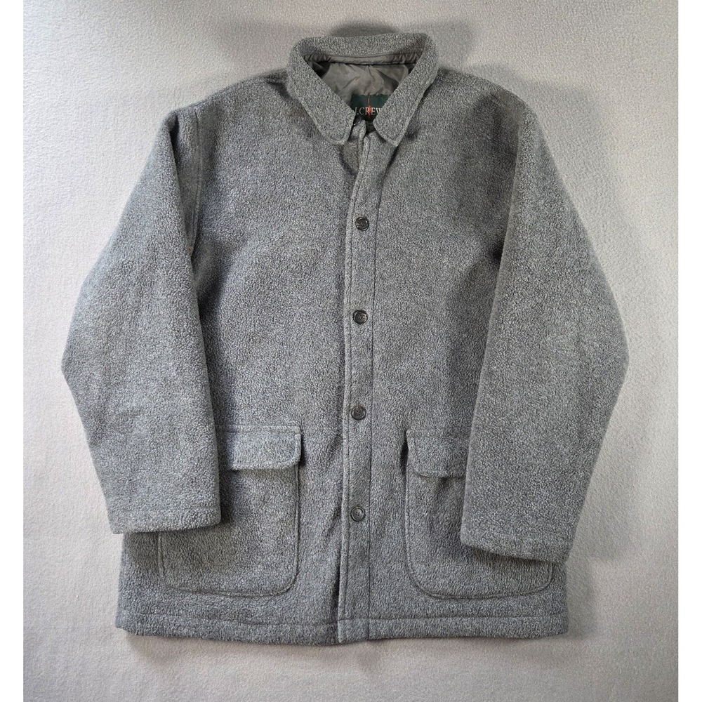 Vintage J Crew Jacket Mens XL Grey Fleece Chore Coat Lined Field Oarsman USA